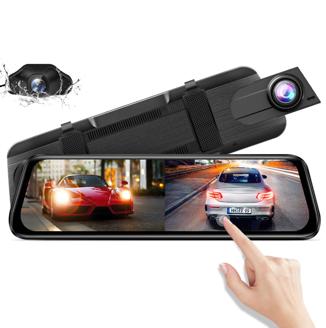 AZDome AR09 4K 2CH Full Mirror Wifi Touch dashcam