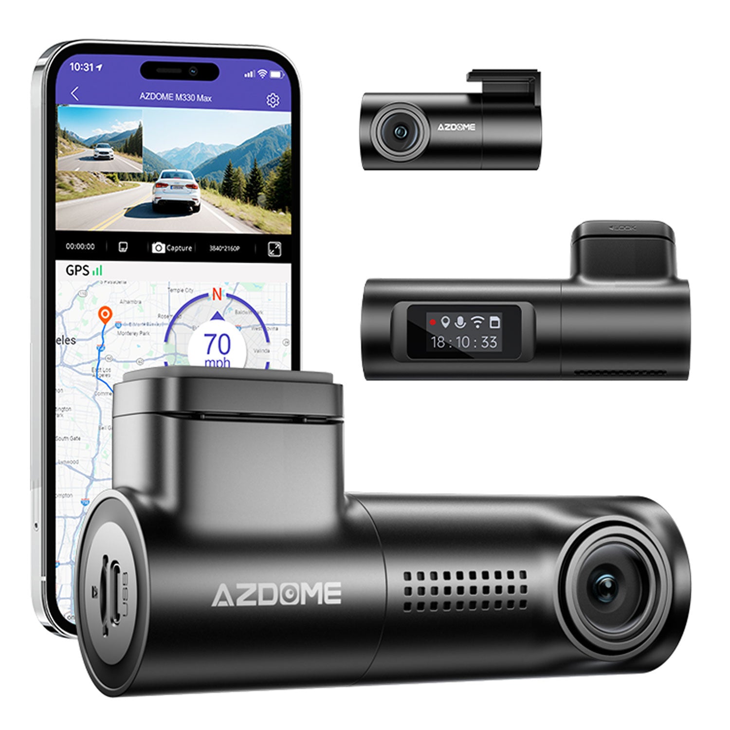 <tc>AZDome M330 Max: dashcam 2 canali 4K con wifi e GPS</tc>