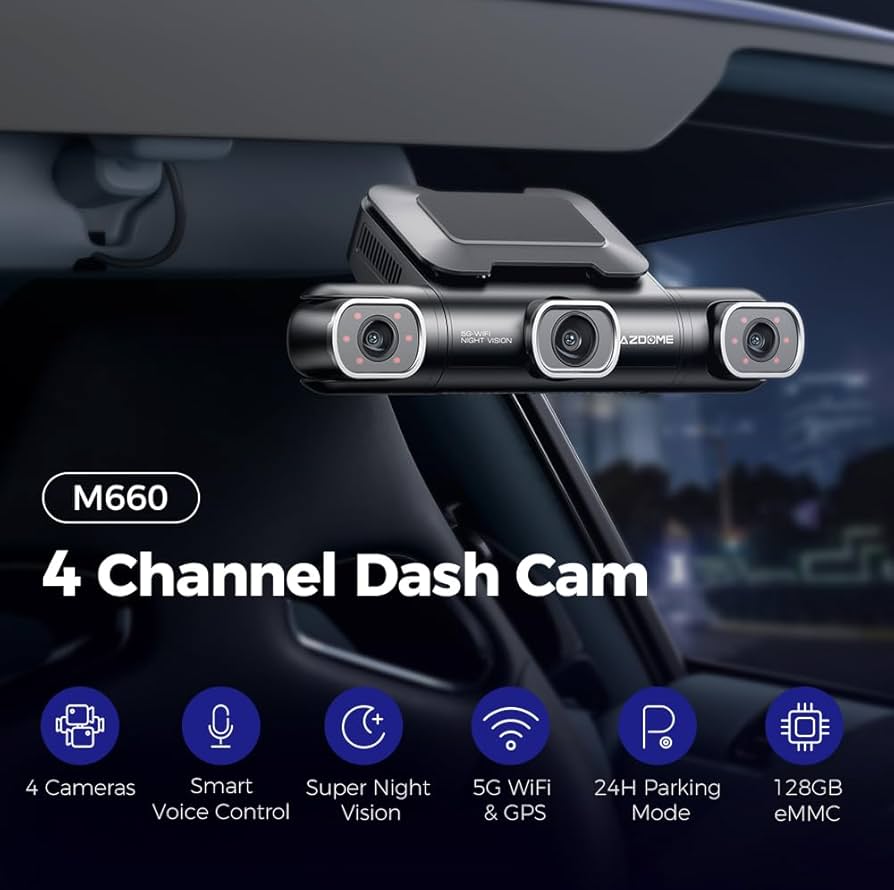 AZDome M660 4CH 128gb 2K Wifi GPS 360 graden dashcam