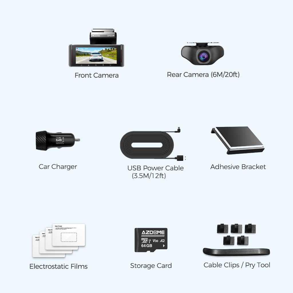 AZDome M770 Pro 2CH 4K Wifi GPS 64gb dashcam