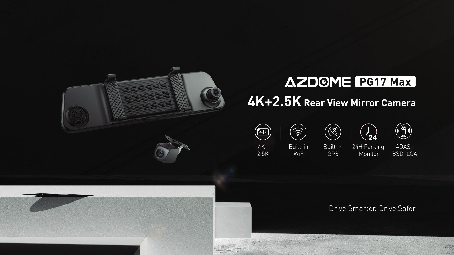 AZDome PG17 Max 4K 2CH Wifi GPS 64gb dashcam