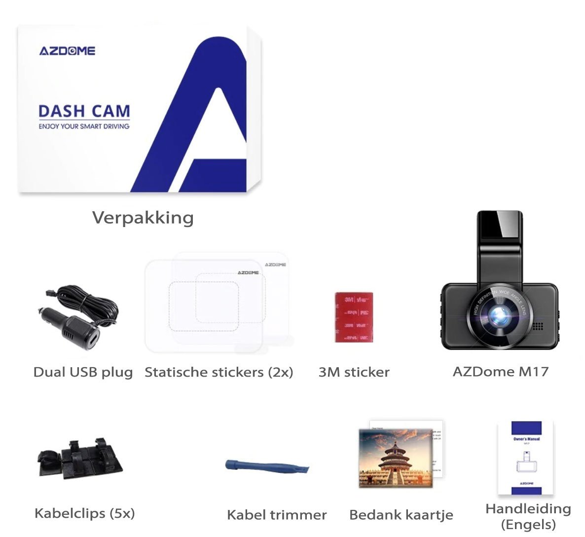 AZDome M17 Pro Wifi 1CH FullHD dashcam