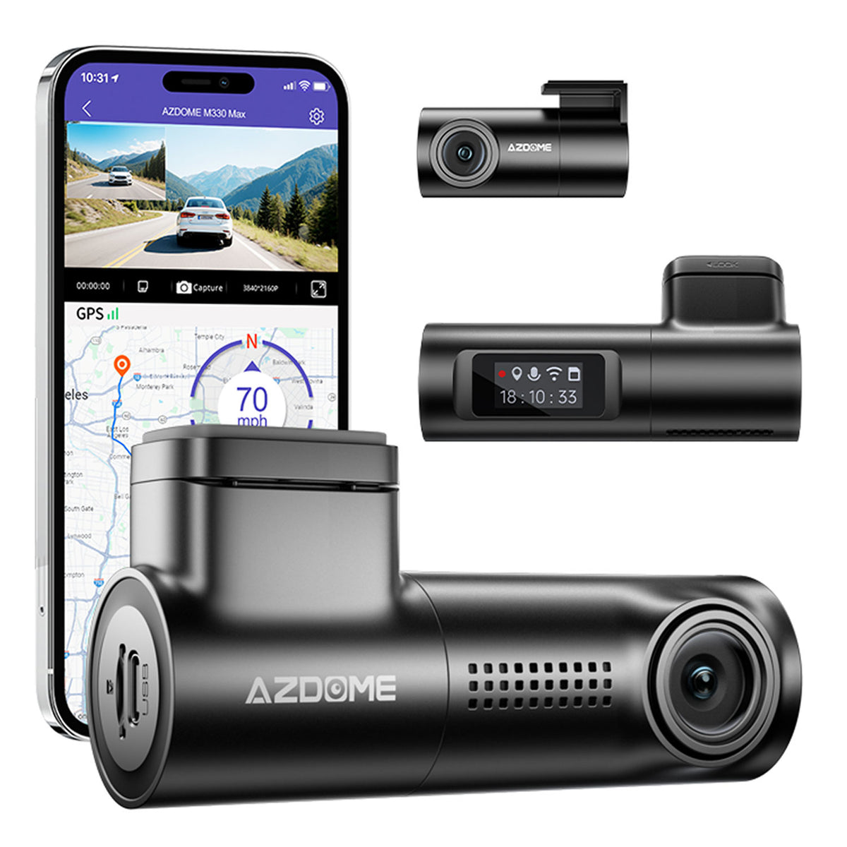 AZDome M330 Max 2-CH 4K Wifi GPS dashcam