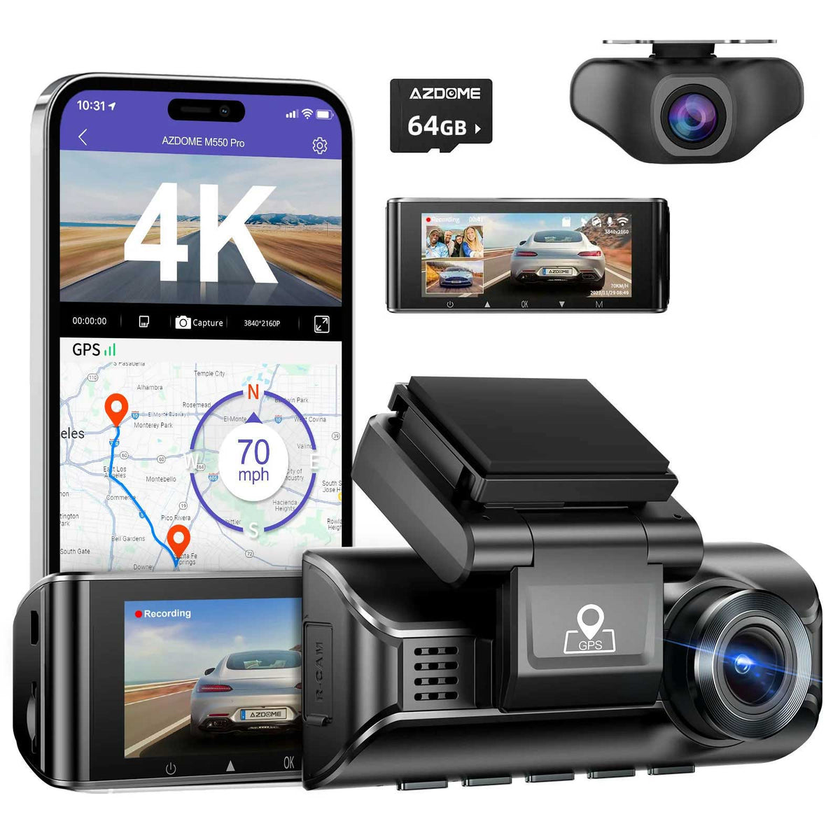 M770 AZDome M770 Pro 2CH 4K Wifi GPS 64gb dashcam