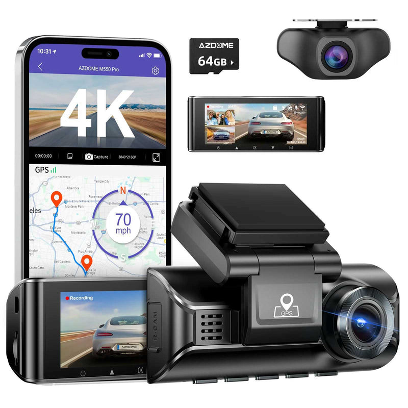 AZDome M770 Pro 2CH 4K dashcam met WiFi en GPS